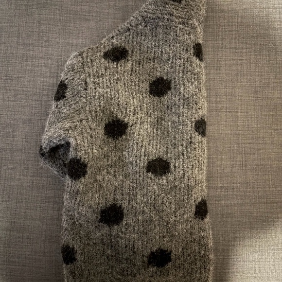 THE GREAT. Gray and Black Polka Dot Turtleneck Sweater - Picture 4 of 4
